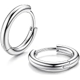 Unisex Surgical Steel Silver Color 12 mm Hoop Earrings