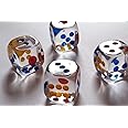 Pmw? - Transparent Casino Dice 4 pcs - Serialized - Transprent Dice with Multi Colour Dots - Transparent Dice Acrylic Gambling Game Playing Square Corner Dice Set - Acrylic Dice (Multicolour)