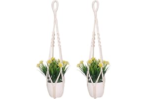 LITLANDSTAR 2 Pack Macrame Plant Hangers, Cotton Rope Woven Indoor Outdoor hanging plant holder Wall Hanging Planter Ceiling plants for Flower Pot, Hanging Plants Holder for Yard Garden Home Decoration, 60 cm