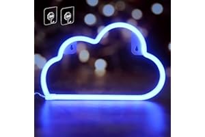 Umitive Insegne al Neon Nube, Luci al Neon Forma di Cloud LED Blu con 2 Ganci, Alimentazione USB o Batteria, Risparmio Energetico, Segno al Neon per Decorazione da Parete, Soggiorno, Festa, Bar