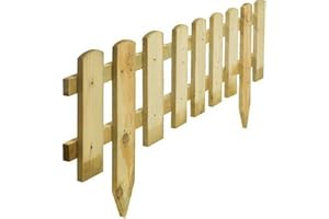 GBS BROTHERS GBS Large Wood Wooden Picket Border Outdoor Decorative Garden Fence Fencing Panels For Grass Lawn Plants Flowers Bed patio Edging Borders path Fixing Spike Home 120 x 3 x 30cm (1X Picket Border Fence)