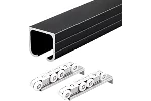 Skjutdörrskit skena spår fickor dörrar och rullar, aluminium ladugårdsdörr hårdvarusats, slitstark skjutdörrskena set inomhus.
