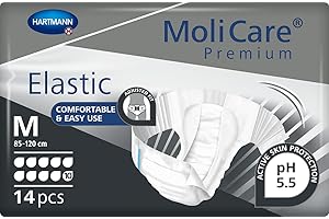 MoliCare Premium Elastic: pannoloni per l'incontinenza severa, per donne e uomini; 10 gocce, taglia M (circonferenza vita 85-120 cm), 14 pezzi