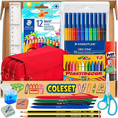 Estuche Escolar Pack material escolar kawaii Estuches Grandes - Estuches Escolares Utiles Escolares Papeleria Escolar Materiales Escolares Estuches 3 Cremalleras Pinturas para Niño y Niña