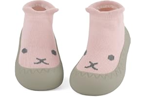 LACOFIA Calzini Scarpe Primi Passi Neonato Calze Antiscivolo Bambino con Suola in Gomma