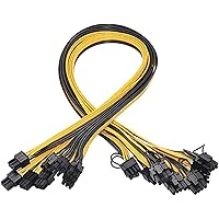 Fhdpeebu 10 Pcs 6 Pin PCI-E to 8 Pin(6+2) PCI-E (Male to Male) GPU Power Cable 50cm for Image Cards Mining Server…