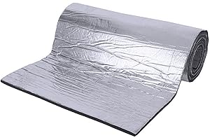 Jodimitty Auto Dämmmatte 200cmx50cmx5mm Selbstklebend Schalldämmung Geschlossene Zelle Schaum, Wasserdicht Feuchtigkeitsdicht Dämmmatte Film Van Isolierung Therm Folie Schaum(Silber)