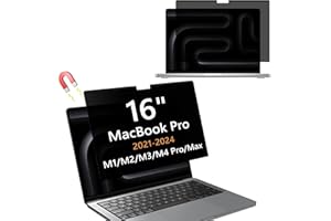 Hinnwer Filtro Schermo Privacy per MacBook PRO 16 Pollici 2021-2024 (M4/M3/M2/M1), Rimovibile, Anti Luce Blu, Anti-Spia, Filtro Privacy Magnetico Ultrathin per Computer Portatili per MacBook PRO 16”