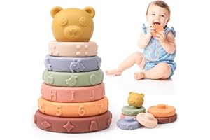 ONLYFUN Miękka wieża do układania w stosy Zabawki sensoryczne dla niemowląt do układania w stosy, zabawki Bebe 1 rok, gry edukacyjne Montessori Zabawki do wyciskania Prezent dla dziecka Bebe 6 9 12 miesięcy