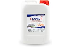Fidea Sanil Gel Igienizzante Mani Professionale a Base Alcolica, Igiene Sicura e Profonda Senza Acqua, deterge a fondo la pelle - dermatologicamente testato (5 Litri)