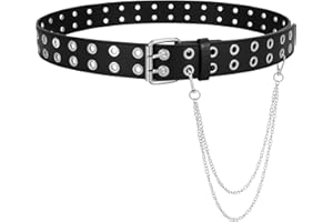 SUOSDEY Double Grommet Belt for Women Punk Wide Goth Womens Belts for Jeans