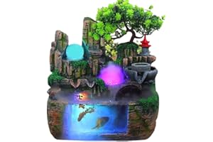 KOLHGNSE Zimmerbrunnen Desktop Brunnen Vernebler Luftbefeuchter Wasserpumpe Nebler Dekor Wohnzimmer Meditation Garten Pflanze Zen Wasserfall Geschenk Raumdekoration Chinesische Fengshui Lampe