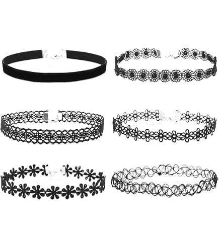 LENTQIUTT 3 Pezzi Girocolli Collane Choker In Velluto Donna Nastro Nero Stretch Collare Tatuaggio Stile Per Ragazze - 9