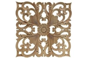 AIDNTBEO Molduras de madera, armarios de puerta Aplique de madera europea talla Onlay para muebles de decoración, 30x30cm