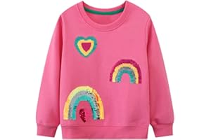 Little Hand Girls Jumpers Unicorn Cotton Crew Long Sleeved Toddler Casual Sweatshirt Top Kids Clothes Child Pullover Age 1-7 Year