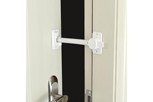 CLYMENE Cat Door Latch & Stopper, Adjustable Child Proof Door Lock and Pinch Guard, Let's Cats in and Keeps Dogs Out of Litter & Food, No Need for Pet Gates or Interior Cat Door (White)