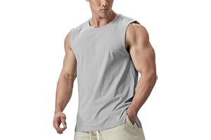 YCHNAIM Camiseta sin Mangas con Corte Muscular para Hombre con Aberturas Laterales