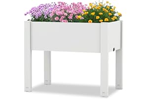HOMASIS Carré Potager sur Pied en PP, Parterre de Fleurs Surélevée d'Extérieur avec Système d'Irrigation Automatique, Jardinière Surélevée pour Plantes, Capacité 53 L, 76 x 45 x 61 cm