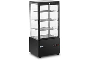 Royal Catering Vitrina Refrigerada Para Hostelería RCCC-78-BT (Capacidad: 78 L, Temperatura: 2-10 °C, Con 4 niveles e iluminación LED)