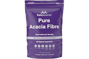 Pure Acacia Fibre | 0g Carbs | Zero Calories | Prebiotic Soluble Fibre Powder Supplement | Supports Fasting & Ketogenic Diet | 500g Pouch | Ketosource®