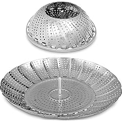 Utopia Kitchen Panier à Vapeur pour légumes - Acier Inoxydable Premium de 100 pour Cent - 18 x 28 cm - Pliant - sans Rouille - Facilement Ajustable à différents Pots et casseroles