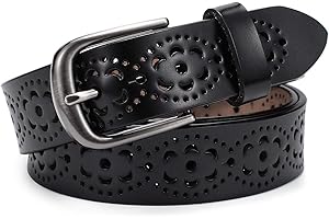 McFanBe Ceinture en Cuir pour femmes Pantalons de Jeans Habillés pour Femmes avec Boucle de Ceinture en Alliage pour Filles