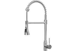 ModHm Wasserhahn Küche, küchenarmatur, Hohem Bogen Einhebelmischbatterie Mischbatterie Küche mit 360° Schwenkbar und Zwei Sprühmodi, 1-Loch-Deckmontagearmatur Chrom Spiralfeder Spültischarmatur