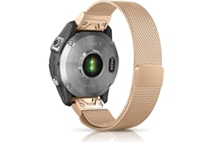 Niboow Bransoletka QuickFit 22 mm, kompatybilna z Garmin Fenix 7/Fenix 6 GPS/Fenix 6 Pro GPS/Fenix 6 Pro, solarna, stal nierdzewna, zapasowy pasek do zegarka Garmin Fenix 5/5 Plus/Approach S62-różowy