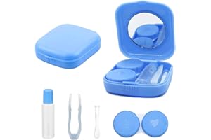 laeeyin Contact Lens Container Portable Hygiene Contact Lens Container Travel Set with Mirror for Daily Excursions Like Travel and Work (Blue)