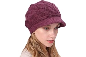 WIOKLWE Beanie Hats for Women with Vior - Thermal Knitted Winter Hat Fleece Lined Ladies Beret Hat Warm Knitted Wool Hat Crochet UK