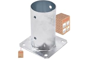 TRIBECCO® Casquillo atornillable para postes de madera redondos, galvanizado en caliente, 80 mm de diámetro, casquillo de suelo, soporte para vallas, placa de suelo, fijación, redondo