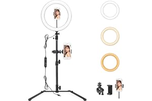 Godox LR120 12inches Ring Light with Desktop Stand, 3000K-6000K Bi-color Tik Tok Ring Light with Phone Holder, USB Powered, Dimmable Video Ring Lignt for Selfie Makeup Youtube Video Shooting (Black)