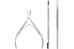 ZHIHUITL Pinza per Cuticole,Taglia Cuticole Professionale,3 Pezzi Tronchese Unghie Acciaio Inox in Acciaio Inox,Esfolia i piedi e le mani con la pelle morta,Kit di Strumenti per Manicure con Spingi Cuticole
