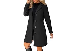 tacniseyw Trench Coats For Women Wool Blend Single Breasted Trench Coats Windproof Thicken Warm Pea Coats Lapel Collar Button Down Mid-Length Overcoat Solid Elegant Outwear Fall Winter Jackets