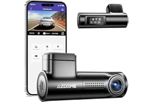 AZDOME Cámara de salpicadero M330 WiFi, cámara frontal FHD 1080P para automóviles, pantalla de 0.96 pulgadas, control de voz con visión nocturna WDR, modo de estacionamiento de 24 horas, grabación en