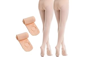 viiotu 2 Pairs 60D Girls Ballet Tights - Ultra Soft Convertible Dance Tights with Elastic Waist & Reinforced Crotch