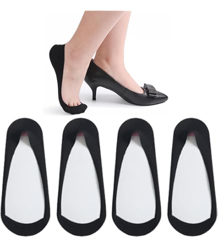 Hielgrepen voeringskussen voor losse schoenen - Pads Snugs voor mannen vrouwen, vulstof verbeterde pasvorm en comfort, stop slip en blister (4 paar) (bleke abrikoos zwart