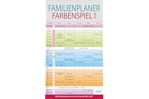 Familienplaner Farbenspiel 2026: Familienkalender, 5 breite Spalten, guter Überblick durch farbliche Wochen. Mit Ferienterminen, Vorschau bis März 2027 und nützlichen Zusatzinformationen.