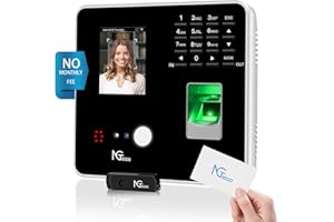 NGTeco Pointeuse Horaire Personnel MB2,WiFi badgeuse d'entreprise avec Visage, Empreintes Digitales, RFID et Codes PIN, Machine de pointage pour iOS/Android Apps (English)