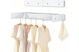 Väggtorkställning 60 cm – kolstål, utdragbar, 4 krokar, 25 kg, balkong & badrum –
