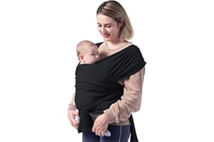 CUTIOLLY Chusta do noszenia dla noworodka, elastyczna chusta do noszenia dla noworodka, regulowane nosidełko, bez użycia rąk, czarna