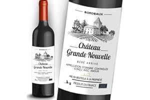 NOZHAM X5 - Etichette per bottiglia di vino, annuncio di gravidanza, originale, nascita, bambino, arrivo, nonno, nonna, tonton, tata, papà