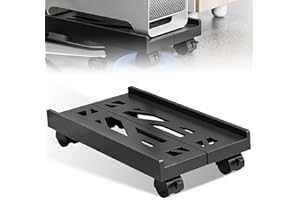Vaileal Soporte para PC, soporte universal ajustable para CPU debajo del escritorio, con 4 ruedas, marco principal, color negro