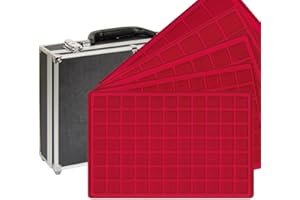 LINDNER Das Original Valigetta di Dimensioni maggiori per Collezione di moente con 8 vassoi Rosso in 5 Diverse Varianti di vassoi, per 355 Monete
