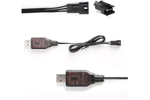 Elkflee RC Car Charger Cable 7.4V USB Charging Wire SM-3P LiPo Battery Plug Connector Fast Charging Cord for RC Car Remote Control Toys Model Drone Truck Boats (55cm, 500mA Output)