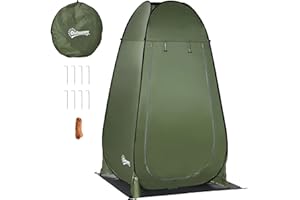 Outsunny Tente de Douche de Camping Pop up Pliable avec Sac de Transport Polyester dim. 126L x 124l x 198H cm - Vert