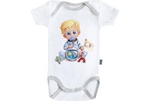 Baby Geek Un jour je serai un astronaute - Body Bébé manches courtes - Coton - Blanc - Coutures grises