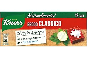Knorr Brodo Classico Naturalmente!, Brodo Vegetale Ricco di Gusto con -35% di Sale*, Senza Glutine e Conservanti, Ideale per Dieta Povera di Sodio, 12 Dadi