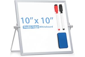 Small Whiteboard Dry Erase White Board for Desk 25 X 25 cm, ARCOBIS Magnetic Double Sided Personal Desktop Tabletop Dry Erase Board Easel Board with Stand for Home Office