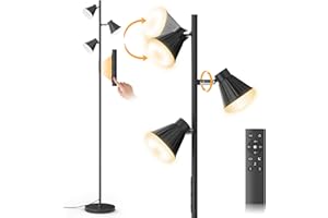 SIBRILLE Lampada da Terra Salotto, 36W 3000lm Piantana Lampada da Terra Dimmerabile Moderna 3 Luci con Telecomando, 3000K-6500K Lampade da Terra Lettura per Soggiorno, Camera da letto, Ufficio, Hotel